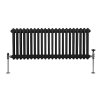 Traditional 2 Column Radiator 300mm x 1012mm Modern Central Heating Heater Matt Black Carbon Steel Horizontal Wall Mounted Kitchen Living Room Bathroom FREE Cleaning Brush Fixing Kit & Brackets
