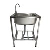 Camping Sink with Tap and Drainage Pipe Outdoor Stainless Steel Metal  Wash Basin Free Standing Portable