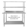Kitchen Catering Table With Double Over-Shelf Work Bench Heavy Duty Prep-table Stainless Steel Commercial Home Preparation Work-table 5ft