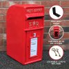 Royal Mail Post Box ER Cast Iron Wall Mounted Wedding Authentic Pillar Replica Lockable Post Office Letter Box Red