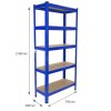 Racking Shelving Unit Boltless 5 Tier Garage Shelves, 5 x 75cm Wide Storage Organisation Workshop Shed Heavy Duty Steel 5 Shelves - 30 x 75 x 150cm Space Saver Bundle