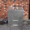 Coal Storage Bunker 350kg 520L Galvanised Steel Raised Metal Base Strengthening Bar Baffle Plate Waterproof Rust & Rodent Proof Wood Fire Sliding Door Hinged Lid Handle FREE Coal Shovel