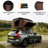 Car Roof Top Tent Brown Large Black Hard Shell Box Gas Assisted Pop Up Bunk 2-3 Person 3000mm Waterproof Camping Telescopic Ladder 5.5cm Mattress Boot Bags Anti Condensation FREE Storage Net & Torch