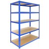 T-Rax Pack of 9 Garage Shelving Unit Extra Wide - 5 Tier Heavy Duty Rack for Storage Steel Utility Shelves | Metal & MDF Boltless Racking Assembly System | 280KG Per Shelf + FREE Rubber Mallet