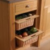 2 x Pull out Wicker Basket Drawer 500mm Kitchen Storage Solution Larder Base Unit Cupboard with Handle Rustic Beech Wood Farmhouse Style 100% Handmade Rattan FREE Fixing Kit Included