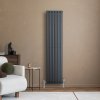 Oval Single Column Radiator - 1600 x 360mm - Anthracite Grey