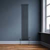 Traditional 3 Column Radiator 1800mm x 292mm Modern Central Heating Heater Matt Anthracite Grey Carbon Steel Vertical Wall Mounted Kitchen Living Room Bathroom Cleaning Brush Fixing Kit & Brackets