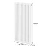 Traditional 3 Column Radiator 1500mm x 562mm Modern Central Heating Heater Gloss White Carbon Steel Vertical Wall Mounted Kitchen Living Room Bathroom Cleaning Brush Fixing Kit & Brackets