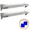 KuKoo Commercial Catering Corrosion Resistant x 2 Stainless Steel Kitchen Wall Shelf & Free Microfiber Cloths 1500mm x 300mm