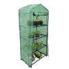 4 Tier Mini Greenhouse PE Green Waterproof Cover Plastic Small Shelves Grow House Plants Garden Outdoors Steel Frame | Free Trowel