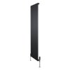 Flat Single Column Radiator & Valves - 1600mm x 420mm - Black