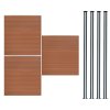 Composite Fence Panel x 3 & LED Posts x 4 - Brown
