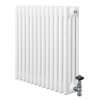 Traditional 4 Column Radiator & Valves - 600 x 605mm - White