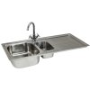 KuKoo Stainless Steel Kitchen Sink Basin & Victoria Tap, Reversible, 105cm x 18cm x 50cm