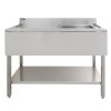 Catering Sink Stainless Steel Commercial Kitchen Restaurant Bar Utility Single Bowl Left Hand Drainer Free Standing Lower Storage Shelf Adjustable Feet Splashback 90 x 120 x 60cm FREE Strainer Plug