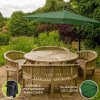 Green LED Cantilever Parasol 3m Banana Hanging Umbrella Garden Sun Shade Canopy Patio Outdoor 360 Rotation Tilt UV Protection Winding Crank 24 Solar Powered Cool White LED Lights Waterproof Rain Cover