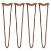 4Pcs Hairpin Table Legs Industrial Style DIY Furniture Heavy-duty Sturdy Welded Metal Steel Desk With FREE Screw Pack And Protector Feet Antique Copper 2 Prong Rods 28 Inch Height 10mm Thickness