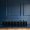 Traditional 4 Column Radiator & Valves - 300 x 1505mm - Anthracite Grey