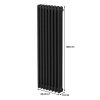 Traditional 3 Column Radiator 1800mm x 382mm Modern Central Heating Heater Matt Black Carbon Steel Vertical Wall Mounted Kitchen Living Room Bathroom Cleaning Brush Fixing Kit & Brackets