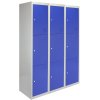 MonsterShop 3 x Blue 3 Door Metal Storage Lockers, Blue & Grey Steel Lockable Unit, Gym Changing Room School Staff Locker