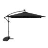 LED Cantilever Parasol 3m With Half Fan Base - Black