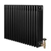 Traditional 4 Column Radiator & Valves - 600 x 785mm - Black