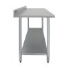 4FT Kitchen Work Bench Catering Table Commercial Stainless Steel Food Prep Surface Restaurant Storage Shelf 250kg Weight Capacity Adjustable Height 10cm Backsplash Upstand 2 x FREE Microfibre Cloths