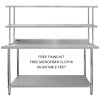 Prep Bench With Double Over-shelf Commercial Heavy Duty Work Table Kitchen Prep-table Stainless Steel Commercial Home Preparation Worktop 6ft