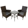 Garden Outdoor Rattan Bistro Set Furniture 3 PCs Patio Weave Companion Chair Table Set Conservatory Balcony 2 Seater Brown FREE Rain Cover