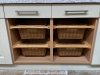 3 x Pull out Wicker Basket Drawer 600mm Kitchen Storage Solution Larder Base Unit Cupboard with Handle Rustic Beech Wood Farmhouse Style 100% Handmade Rattan FREE Fixing Kit Included