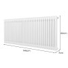 Traditional 2 Column Radiator 600mm x 1462mm Modern Central Heating Heater Gloss White Carbon Steel Horizontal Wall Mounted Kitchen Living Room Bathroom FREE Cleaning Brush Fixing Kit & Brackets