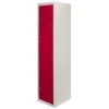 MonsterShop Metal Lockers 4 Door Storage, Flatpack Red & Grey Metal Lockable Unit, School Staff Gym Changing