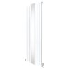 Flat Panel Radiator With Mirror 1800mm x 565mm & TRV Chrome Valves Designer Double Column Vertical White Carbon Steel Wall Mounted Kitchen Living Room Cleaning Brush Fixing Kit & Brackets