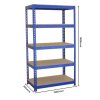 10 x Blue Racking Bay Unit 5 Tier Heavy Duty Steel Metal 280kg capacity Per Shelf Garage Shelves Storage Warehouse Shed Workshop Boltless Shelving 120cm x 45cm x 180cm Free Rubber Mallet