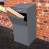 Parcel Post Drop Box XL Grey Steel Outdoor Lockable 2 Keys Letter Mail Package Courier Container Delivery Storage Wall Mount Safe Secure Anti Fishing Scannable Barcode Screwdriver Fixing Kit
