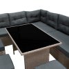 Rattan Corner Dining Set Outdoor Garden Furniture Grey 9-Seater L Shape Sofa Stools Tempered Glass Table UV Protected Waterproof Grey Seat Back Cushions Patio Conservatory Lounge FREE Rain Cover
