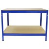 Q-Rax Garage Heavy Duty Steel Shed / Metal DIY Workbench, Workshop Table Work Bench Blue