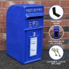 Royal Mail Post Box Scottish Cast Iron Wall Mounted Royal Mail Wedding Authentic Pillar Replica Lockable Post Office Letter Box Blue
