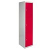 MonsterShop 3 Door Metal Storage Lockers, Flatpacked Red & Grey Steel Lockable Unit, Gym Changing School Staff