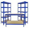 2 x 90cm T-Rax Heavy Duty Racking Metal Storage Shelving Units & Garage Workbench Blue