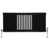 Traditional 3 Column Radiator 600mm x 1192mm Modern Central Heating Heater Matt Black Carbon Steel Horizontal Wall Mounted Kitchen Living Room Bathroom Cleaning Brush Fixing Kit & Brackets