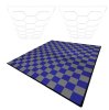 Vented Modular Interlocking Flooring Tiles 120 Grey & 120 Blue With Edges & Hexagon LED Lighting 28 White Lights & Border 6500K 3 Mount Options & Suspended Ceiling Kit Single Garage Floor Mat 6m x 6m