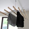 Clothes Airer Ceiling Pulley Maid Traditional Mounted Clothing Dryer 6 Lath Laundry Drying Rack Rail 1.2m White