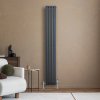 Oval Single Column Radiator & Valves - 1800mm x 240mm - Anthracite Grey