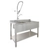 KuKoo Commercial Kitchen Catering Sink & Pre-Rinse Mixer Tap, RH Drainer Stainless Steel, 1.0 Bowl, 120cm Wide