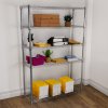 Wire Shelving Rack 5 Tier Metal Storage Unit Heavy Duty Free Standing Boltless Height Adjustable Shelves & Levelling Feet Kitchen Office Garage Silver Chrome 1000kg Weight Capacity