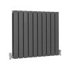Designer Radiators 60 x 70cm Flat Panel Modern Central Heating Anthracite Grey Horizontal Column Double Panel Wall Mounted Slimline Kitchen Living Room Bathroom Commercial Cleaning Brush & Fixing Kit
