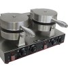 KuKoo Double Waffle Maker Commercial Catering Kitchen Stainless Steel Electric Non-Stick Plates