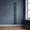 Traditional 2 Column Radiator 1800mm x 202mm Modern Central Heating Heater Matt Anthracite Grey Carbon Steel Vertical Wall Mounted Kitchen Living Room Bathroom Cleaning Brush Fixing Kit & Brackets