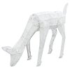 White Light Up Reindeer Doe Christmas Decoration 120 Cool LEDs Figure Ornament Indoor Or Outdoor Use Glitter Large